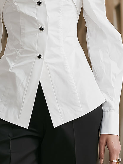 Elegant White Off-Shoulder Blouse with Layered Ruffle Trim